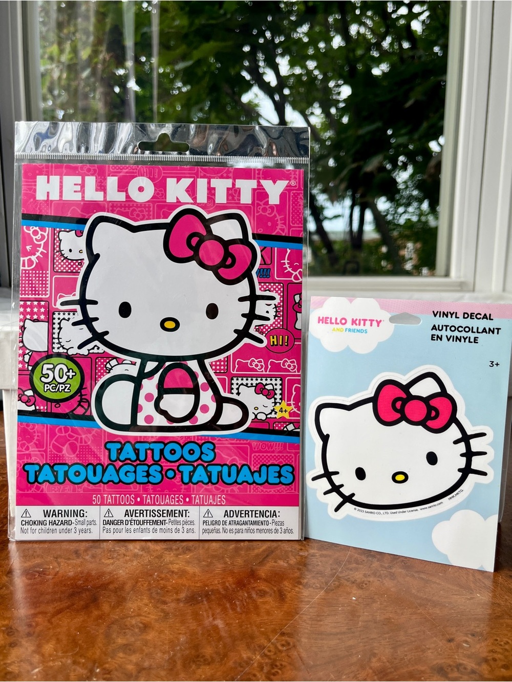 Hello Kitty 50-Piece Temporary Tattoo Pack & 3x4” Vinyl Decal Sticker